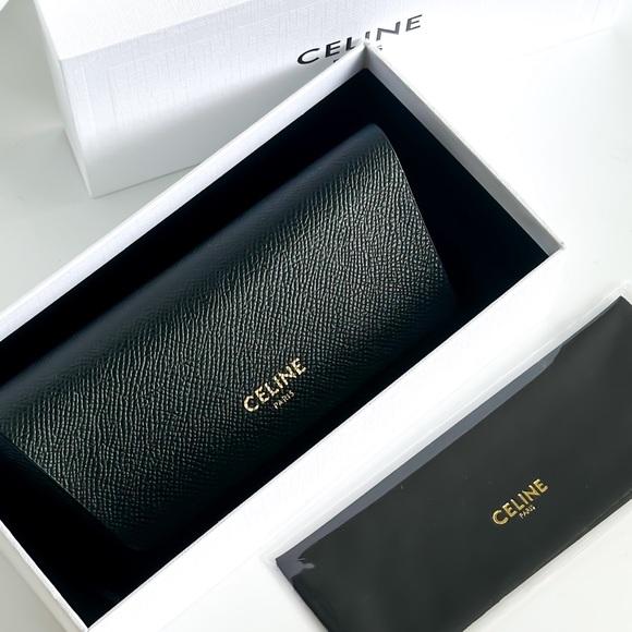 Celine Sunglasses Eyeglasses Medium Soft Black Leather Case W/Box - Picture 2 of 6